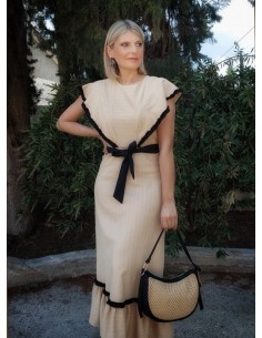 VESTIDO CAMEL FILO NEGRO