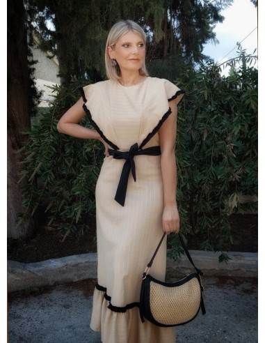 VESTIDO CAMEL FILO NEGRO
