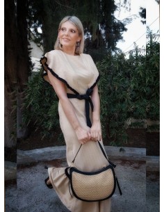 VESTIDO CAMEL FILO NEGRO 2