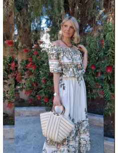 VESTIDO FLORAL KAKI