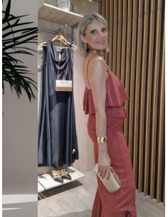 VESTIDO VOLANTE TEJA