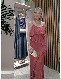 VESTIDO VOLANTE TEJA