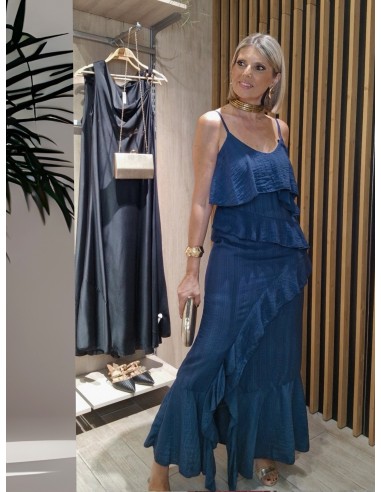 VESTIDO VOLANTES MARINO